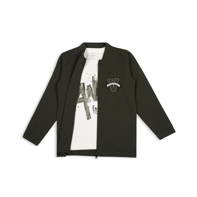 CAVIO Boys Cotton Blend Full Sleeves Zipper Jacket - Image 2